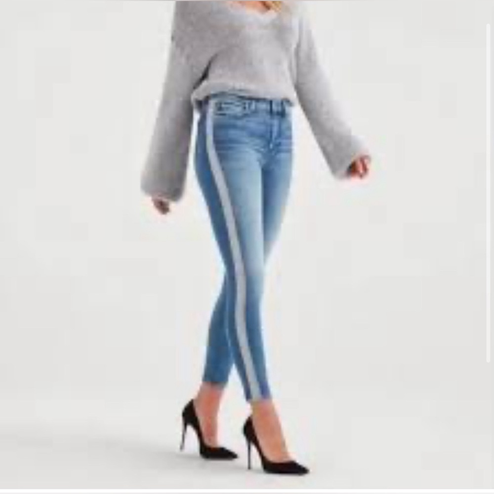 7 For All Mankind Sparkle Skinny Jeans High Rise High Waist Denim